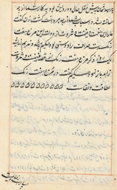 鹦鹉的故事》中的一页Tuti-nama：文本页，约1560年。 作者 不明
