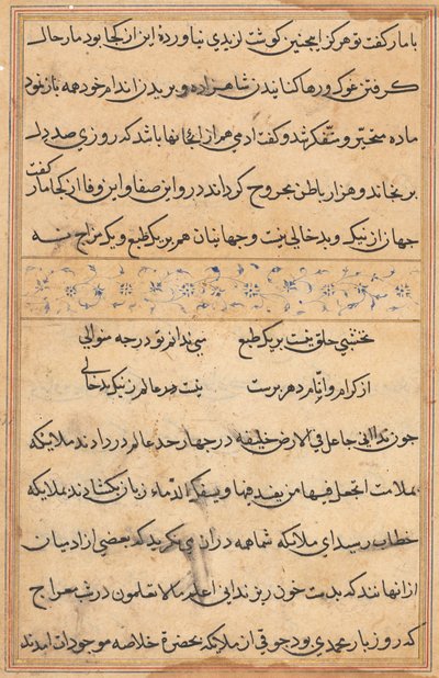鹦鹉的故事》中的一页Tuti-nama：文本页，约1560年。 作者 不明