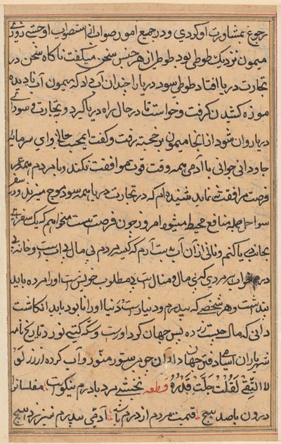 鹦鹉的故事》中的一页Tuti-nama：文本页，约1560年。 作者 不明