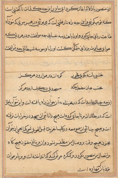 鹦鹉的故事》中的一页Tuti-nama：文本页，约1560年。 作者 不明