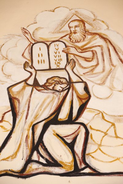 洛美大教堂的绘画：摩西和律法表，洛美，多哥 作者 不明