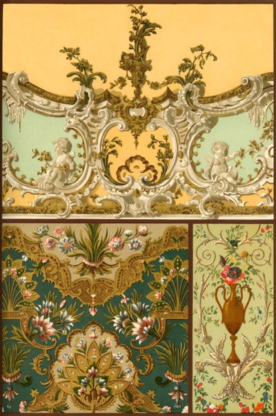 绘画，皮革挂毯，灰泥装饰品，法国和德国，17和18世纪，1898年。 作者 不明