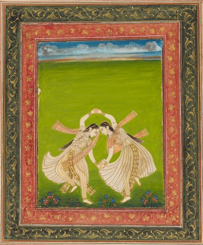 一对女孩在玩phugadi，18世纪 作者 不明
