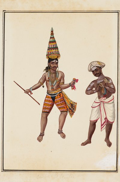 一对男性寺庙舞者，1820-1825年 作者 不明
