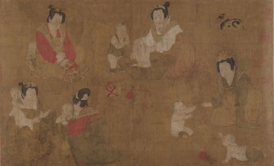 宫廷妇女为儿童洗澡，11世纪。 作者 不明