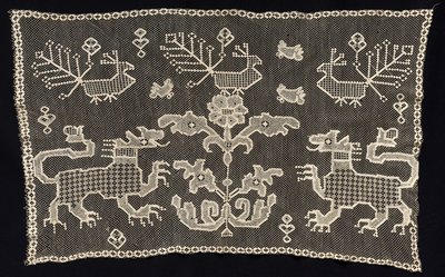 黑豹，鸟类和花卉图案面板，18-19世纪。 作者 不明