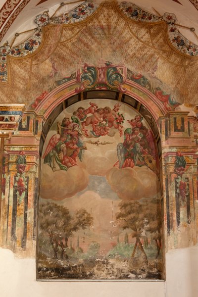教区教堂（Iglesia de San Agustín）。 内部的。 一个小教堂。 壁画。 祖巴兰学校。 一个小教堂。 巴洛克。 17世纪。 作者 不明