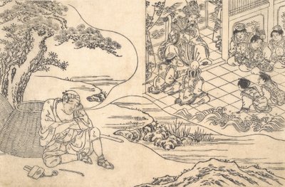 年轻人卢的故事的模仿：一个渔夫在做梦，约1700年。 作者 不明