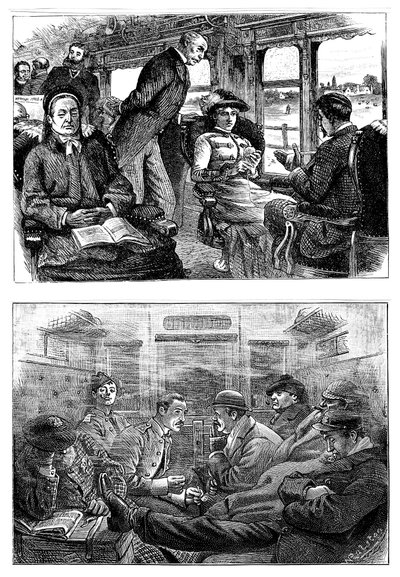 伦敦到格拉斯哥的火车上的乘客，1884年 作者 不明