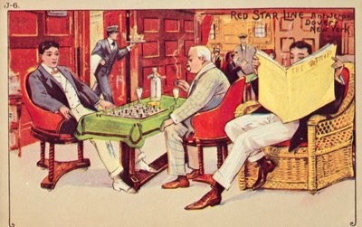 1907年，乘客在红星号班轮上放松身心。 作者 不明