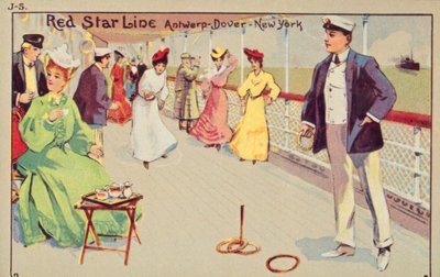 1907年，一艘红星线客船上的木桩码头。 作者 不明