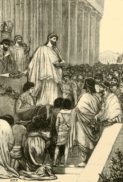 伯里克在雅典举行葬礼演说，1890年。 作者 不明