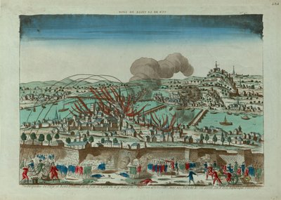 1793年10月里昂市被围困和轰炸的透视图，约1793年。 作者 不明
