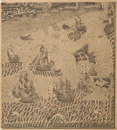 奥涅加湾的彼得大帝舰队，约1707年 作者 不明