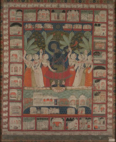 Pichvai墙上挂着Shri Nathaji的崇拜，1825-1850年。 作者 不明