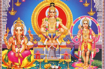 Picture of Hindu gods Ganesh, Ayappa & Subramania India 作者 不明