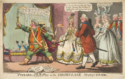 1799年6月11日，《 Pizzaro新剧》或《 Drury-Lane化妆舞会》。 作者 不明