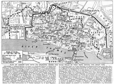 伦敦市规划，显示教堂，病房和公会大厅，1926-1927年 作者 不明