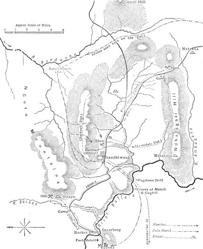 1879年1月12日至22日，Isandhlwana附近的行军计划，c1880年 作者 不明