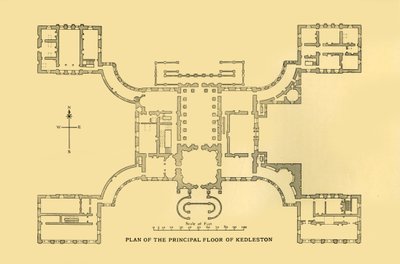 1925年Kedleston主楼平面图。 作者 不明
