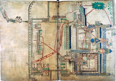 坎特伯雷大教堂的供水系统图，约1150年 作者 不明