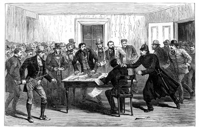 1887年，警察突袭了爱尔兰拉夫里亚（Loughrea）的国家租房办公室 作者 不明