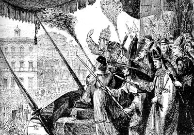 罗马教皇利奥十世（Pope Leo X）驱逐马丁·路德（Martin Luther）作为异教徒，罗马，1521年，1909年 作者 不明