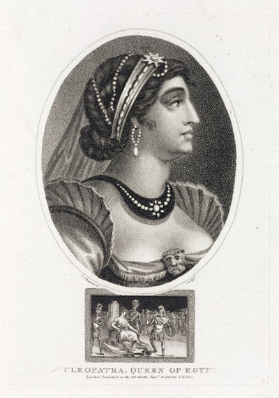 Portrait de Cleopatre (Thea Philopator, 69-30 avant JC), avec une scene decrivant son accession sur le trone d