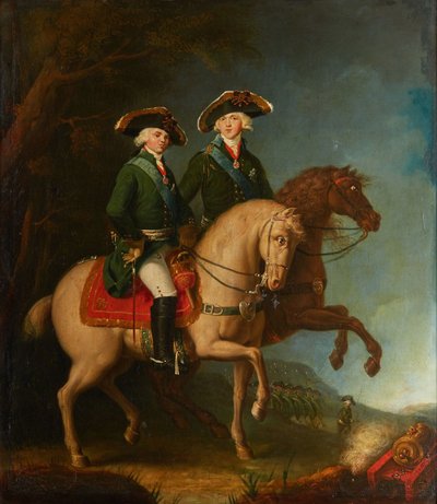 亚历山大-帕夫洛维奇大公和康斯坦丁-帕夫洛维奇的肖像，1795年。 作者 不明