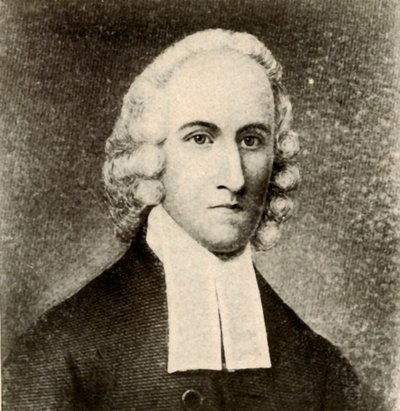 乔纳森·爱德华兹（Jonathan Edwards）的肖像，穿着长袍和长老会牧师的乐队，摄于1937年，约1750年。 作者 不明