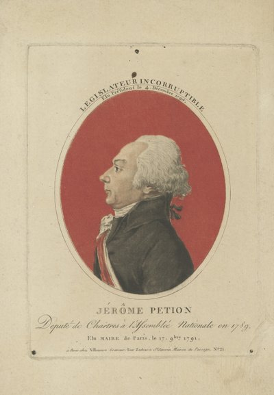 维伦纽夫1756-1794年杰罗姆·佩蒂翁的画像，c。 1800。 作者 不明