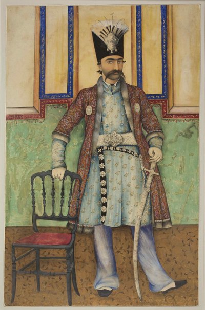 Nasser al-Din Shah Qajar的肖像，1831年至1896年，波斯的Shahanshah，约1855年。 作者 不明