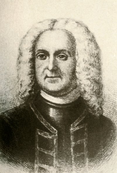 殖民地州长帕特里克·戈登（Patrick Gordon）的肖像，摄于1937年，c1690年。 作者 不明
