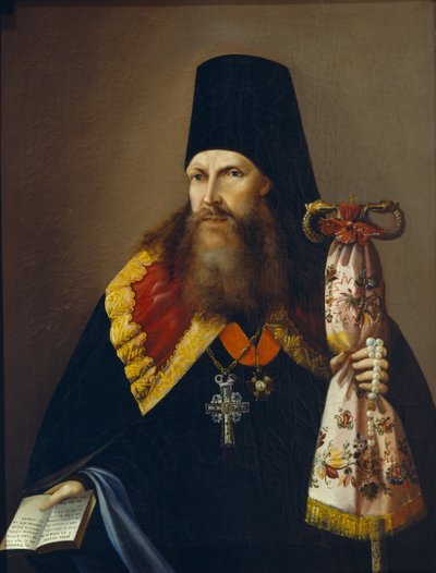 瓦尔拉姆·杰尼索夫（Varlaam Denisov）的肖像，乌拉尔大主教1804-1873年，十九世纪中叶。 作者 不明