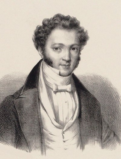 钢琴家和作曲家Ignaz Moscheles 1794-1870的肖像，1835年。 作者 不明