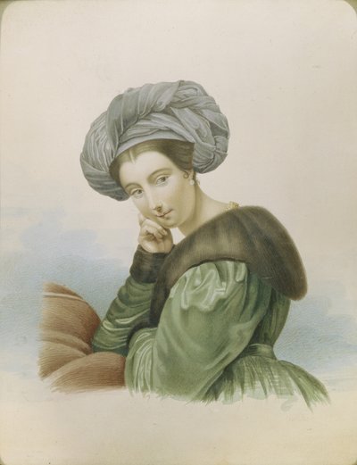 女演员叶卡捷琳娜·塞米诺诺娃（Ekaterina Semyonova）1786-1849年肖像，19世纪初。 作者 不明
