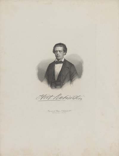 作曲家安东·鲁宾斯坦（Anton Rubinstein）1829-1894的画像，c。 1850年。 作者 不明
