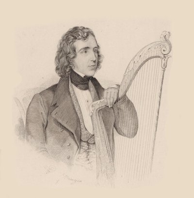 竖琴家和作曲家埃利亚斯-帕里什-阿尔瓦斯1808-1849年的画像，1830年。 作者 不明
