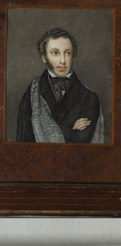 诗人亚历山大·谢尔盖耶维奇·普希金（1799-1837）的肖像，十九世纪第一季度。 作者 不明
