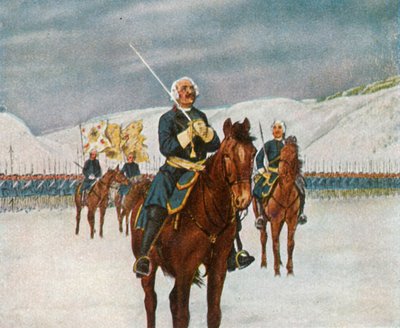1745年12月15日，凯塞尔斯多夫战役前的旧德绍祈祷。 作者 不明