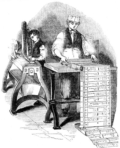 为提花织机准备打孔的卡片，1844年 作者 不明