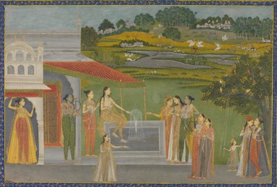 公主们聚集在喷泉边，约1770年。 作者 不明