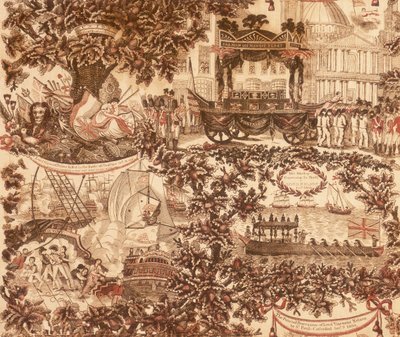 描绘纳尔逊子爵葬礼队伍的亚麻布印刷板，1806年 作者 不明
