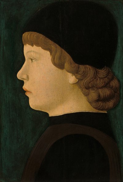一个男孩的轮廓画像，约1460-1470。 作者 不明