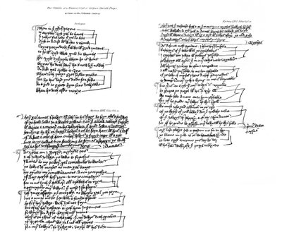15世纪，1840年，科珀斯·克里斯蒂（Corpus Christi）戏剧手稿的序言和文字 作者 不明