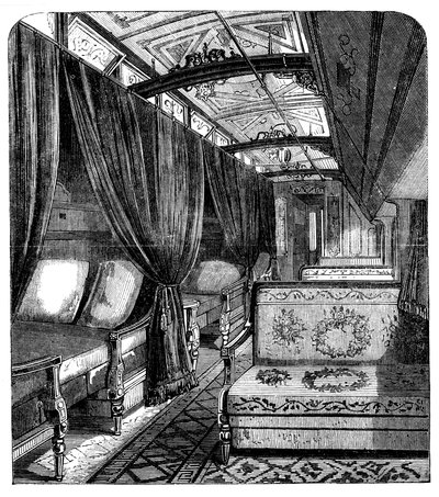 联合太平洋铁路上的铂尔曼卧铺车，c1869 作者 不明