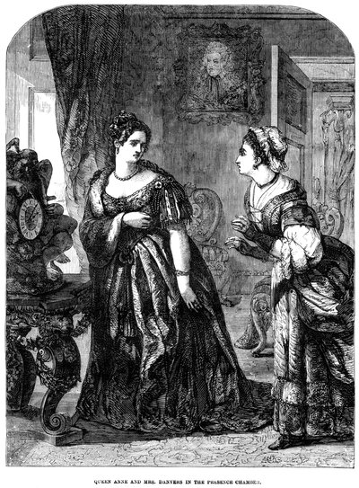 安妮女王（1665-1714）和丹弗斯太太（Mrs Danvers）在候补室 作者 不明