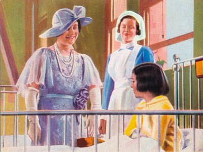 伊丽莎白女王在米德尔塞克斯医院探视儿童病房，1935年。1937年 作者 不明