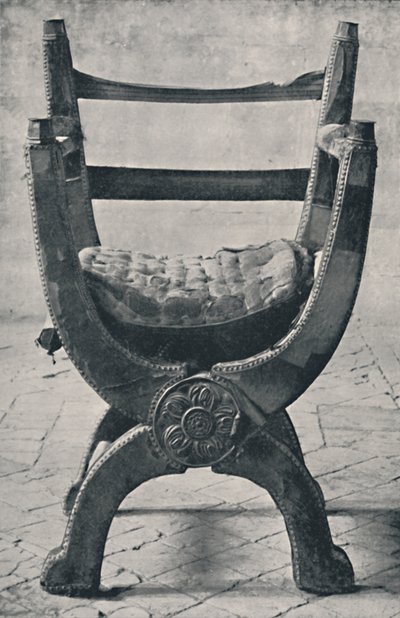 玛丽皇后椅在温彻斯特大教堂。公元1554年，1928年 作者 不明