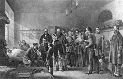 维多利亚女王1819-1901年访问受伤的士兵，十九世纪 作者 不明